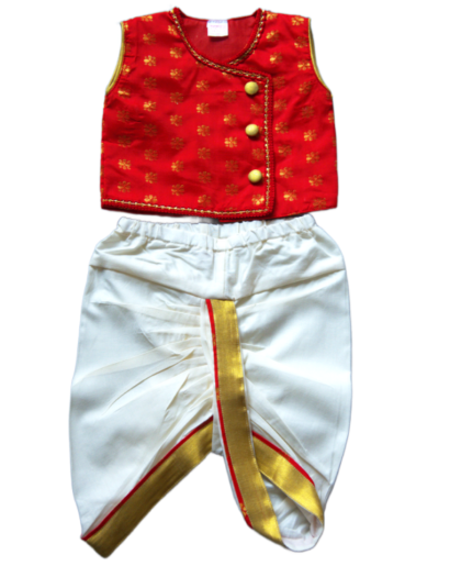Red Kurta and Dhothi Pant set
