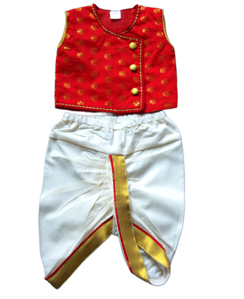 Red Kurta and Dhothi Pant set