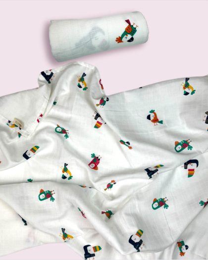 Organic Cotton Muslin Swaddle- Bird Print