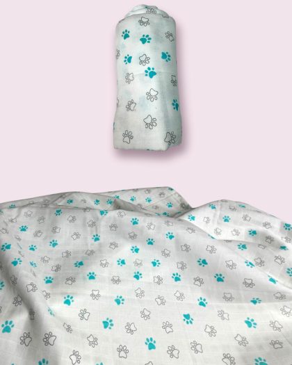 Organic Cotton Muslin Swaddle- Paws
