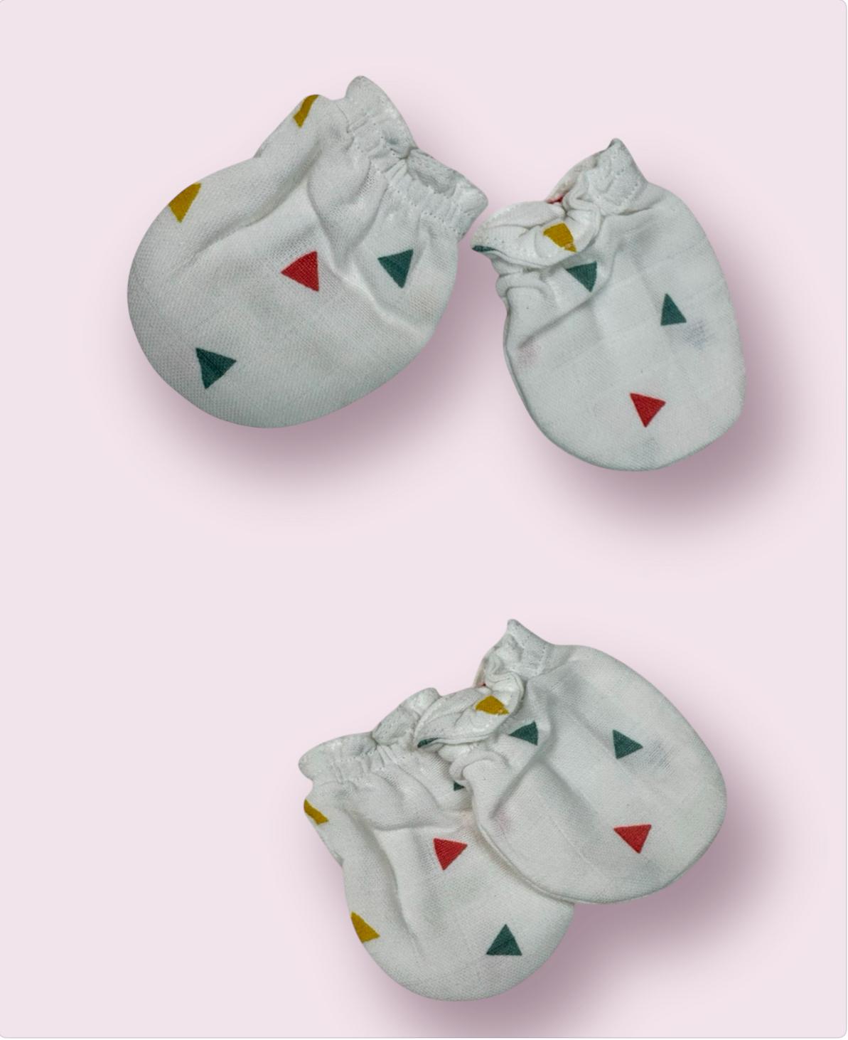 Organic Cotton Muslin Mittens - triangle - Image 2