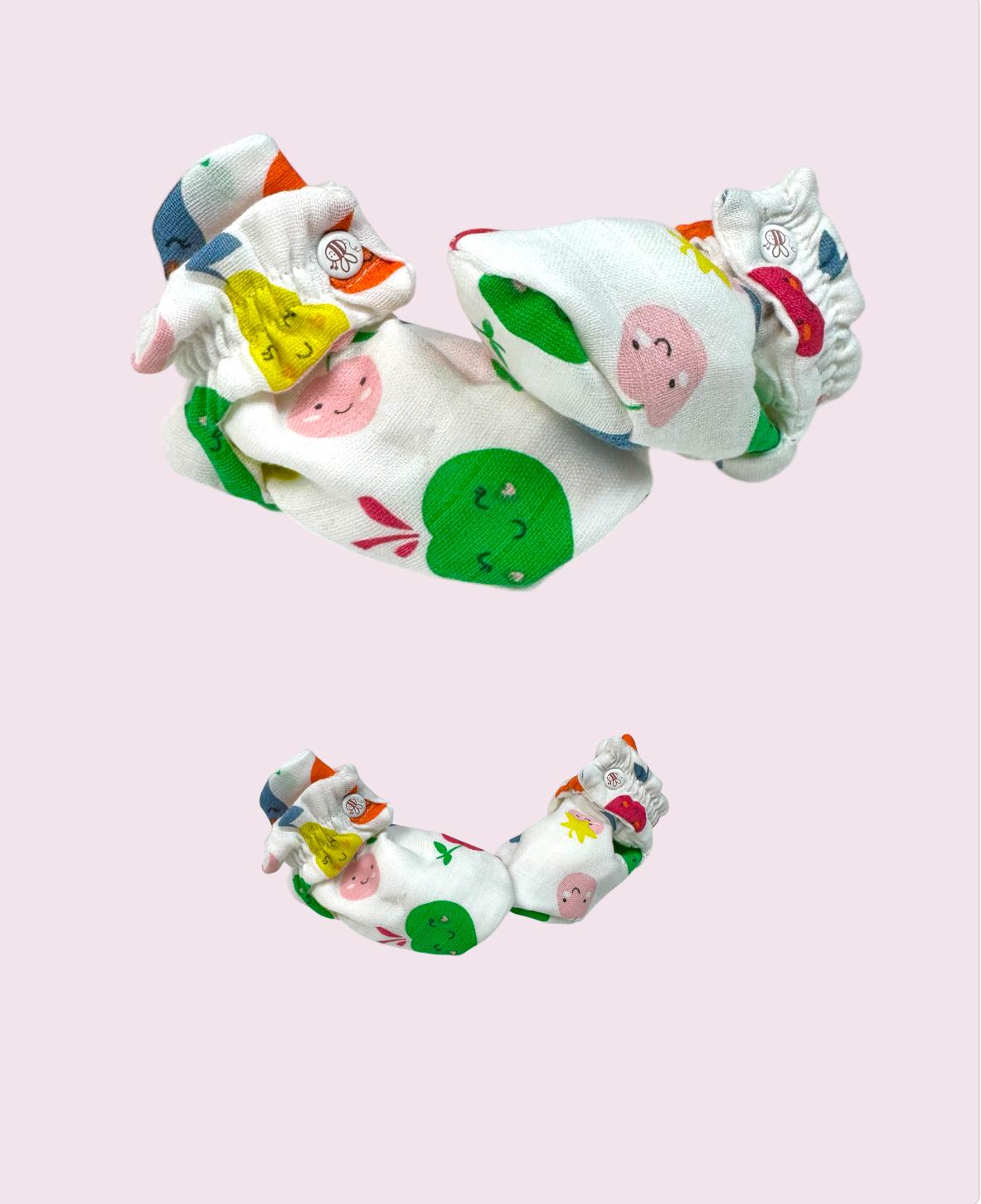 Organic Muslin Booties- Fruit - Image 2