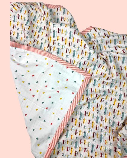 Organic Muslin Reversible Blanket- Car