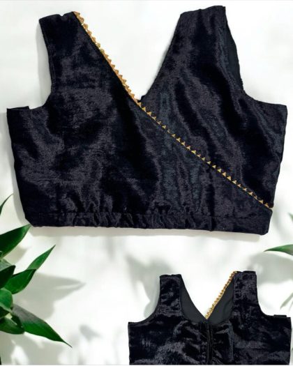 Black velvet Sleeveless crop top - Girls