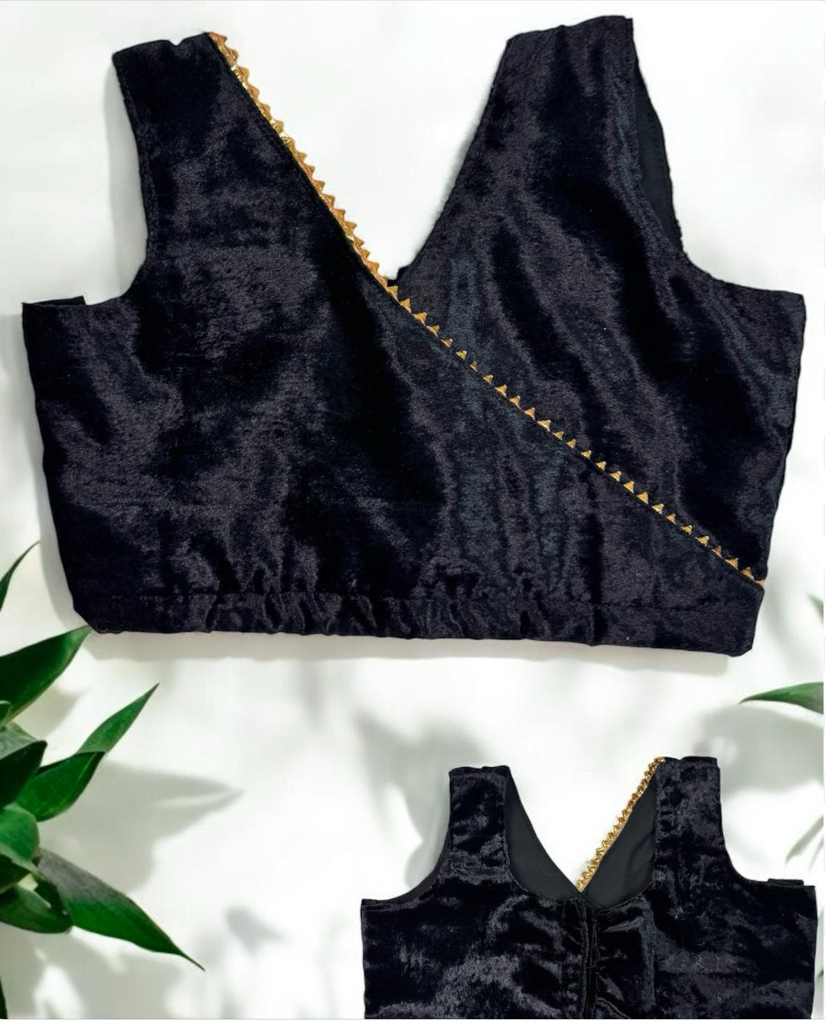 Black velvet Sleeveless crop top - Girls