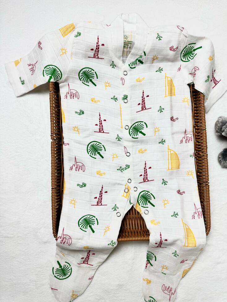 Organic Cotton Muslin Unisex Romper- DXB - Image 2