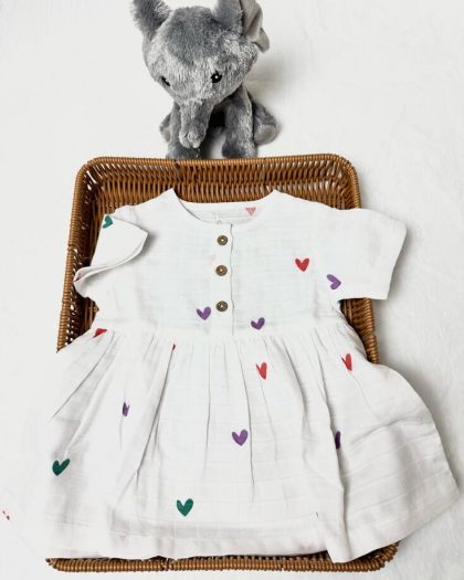 Organic Cotton Muslin frock- Heart