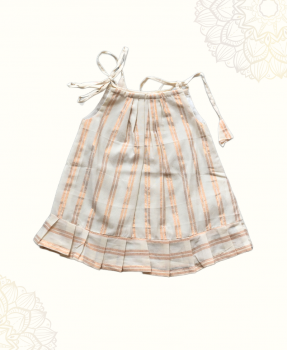 Shoulder Knot Copper Stripes Ethnic frock