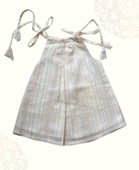Shoulder Knot multicolour stripes ethnic frock