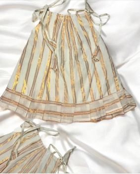 Shoulder Knot Copper Stripes Ethnic frock